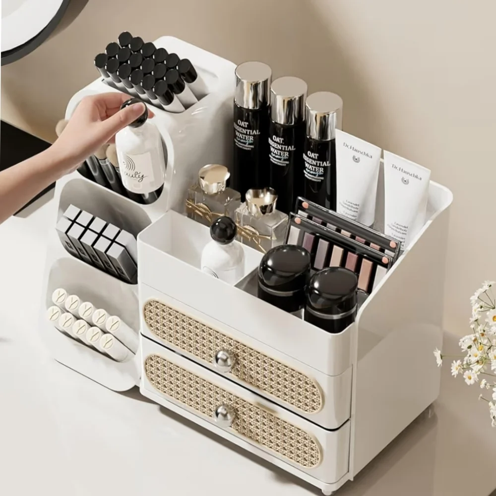 NWT Makeup Organizer With Drawers Cosmetic Display Storage In Off-White
